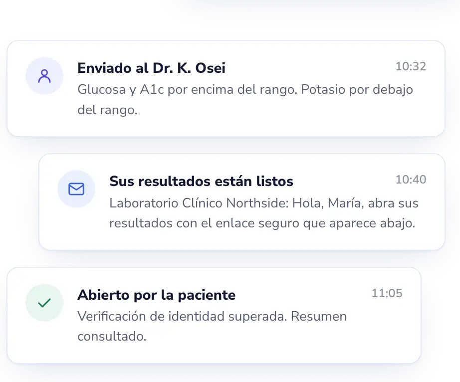 Lab Desk: El médico ve el resultado en cuanto se libera.