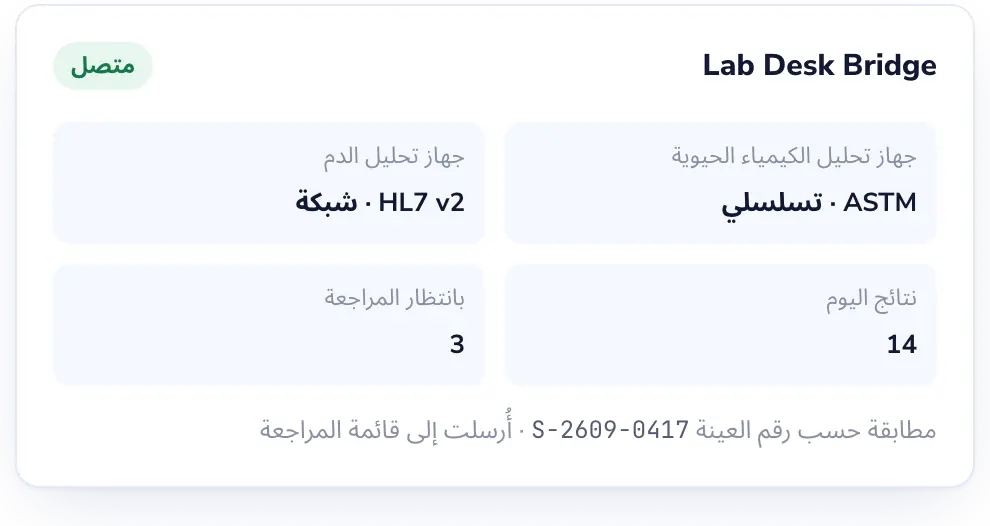 Lab Desk: نتائج مباشرة من أجهزة التحليل لديك.