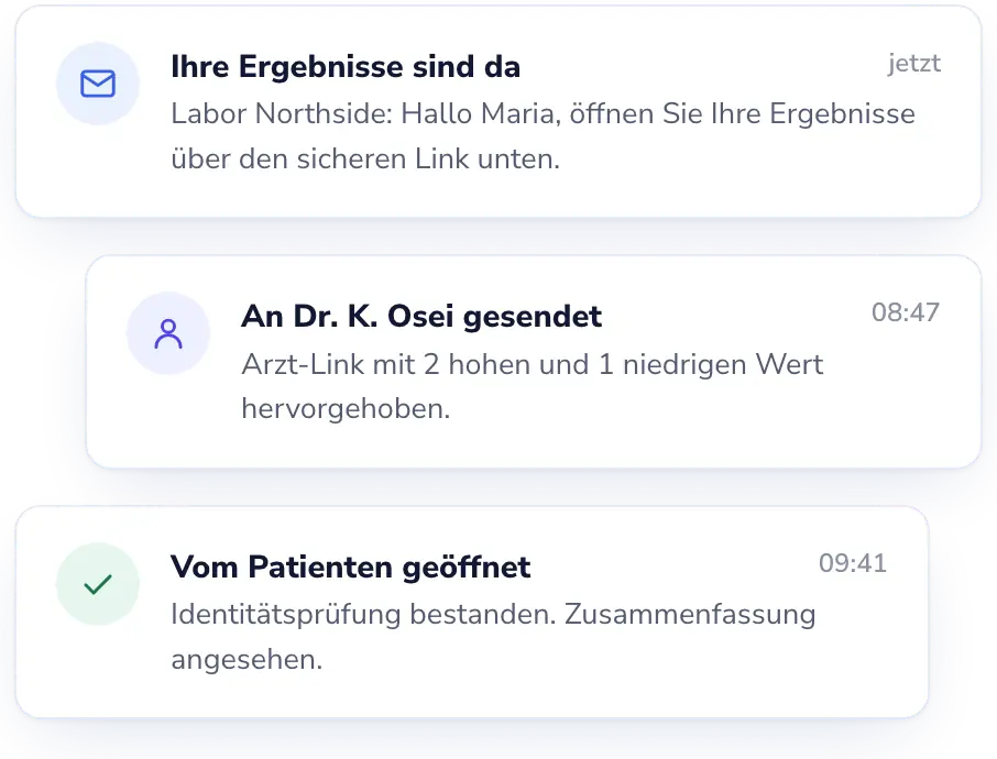 Lab Desk: Ergebnisse mit einem privaten Link teilen.