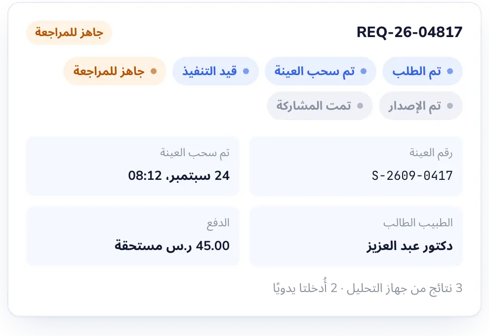 Lab Desk: من الطلب إلى النتيجة في مسار واحد.