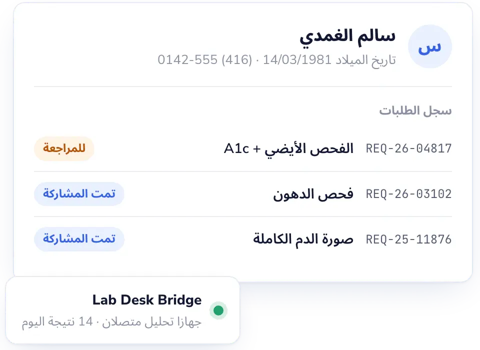 Lab Desk: فحوصات داخلية دون أعمال ورقية إضافية.