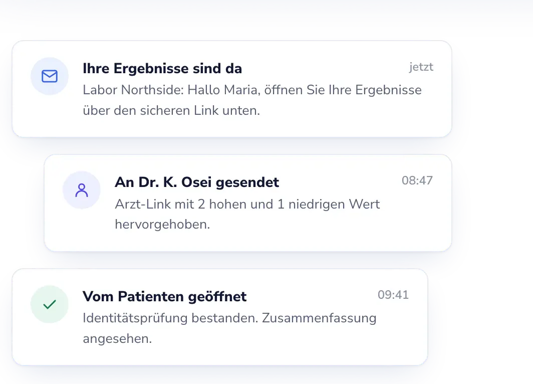 Lab Desk: Ergebnisse erreichen Patienten und Ärzte, sobald Sie sie freigeben.