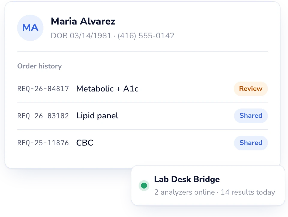 Lab Desk: Every patient, every order, one record.